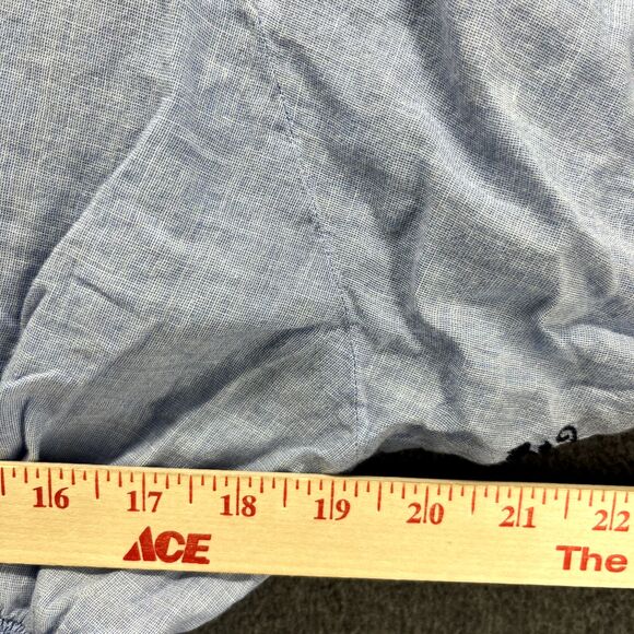 Gap Top women Medium Blue Puff Sleeves boat neck Floral embroidered Crop Blouse - Picture 8 of 14